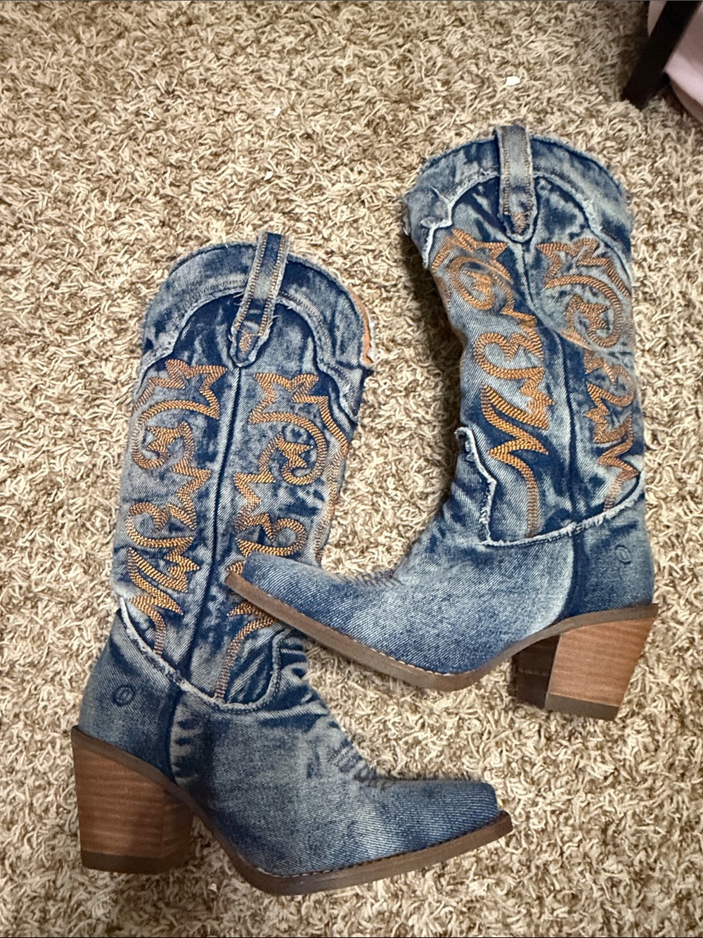 DINGO Sz 6.5 Denim Western Cowboy Boots - Blue